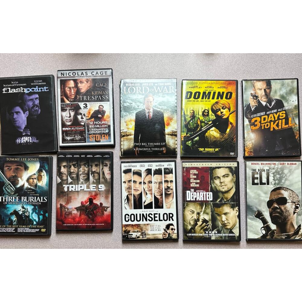 Lot 10 Action Crime Movies DVD The Departed Book of Eli Bundle